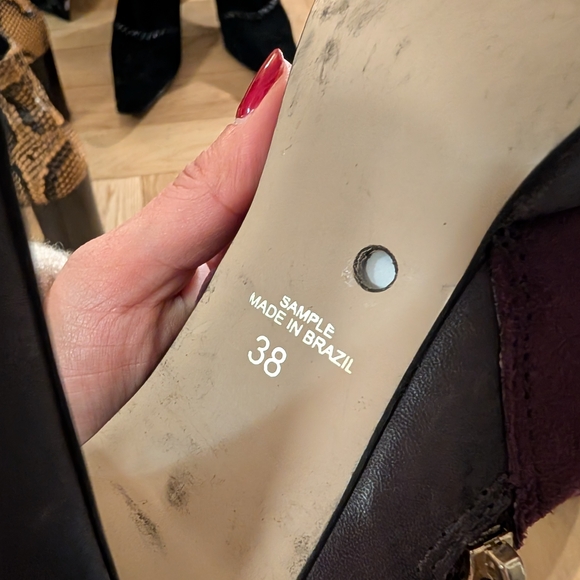 Dune London Burgundy and Black Heeled Boots - Picture 4 of 4